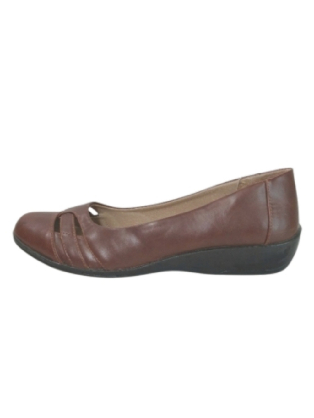 Life Stride Wedges Women's 11 Tan Faux Leather Slip-on Memory Foam Casual Shoes